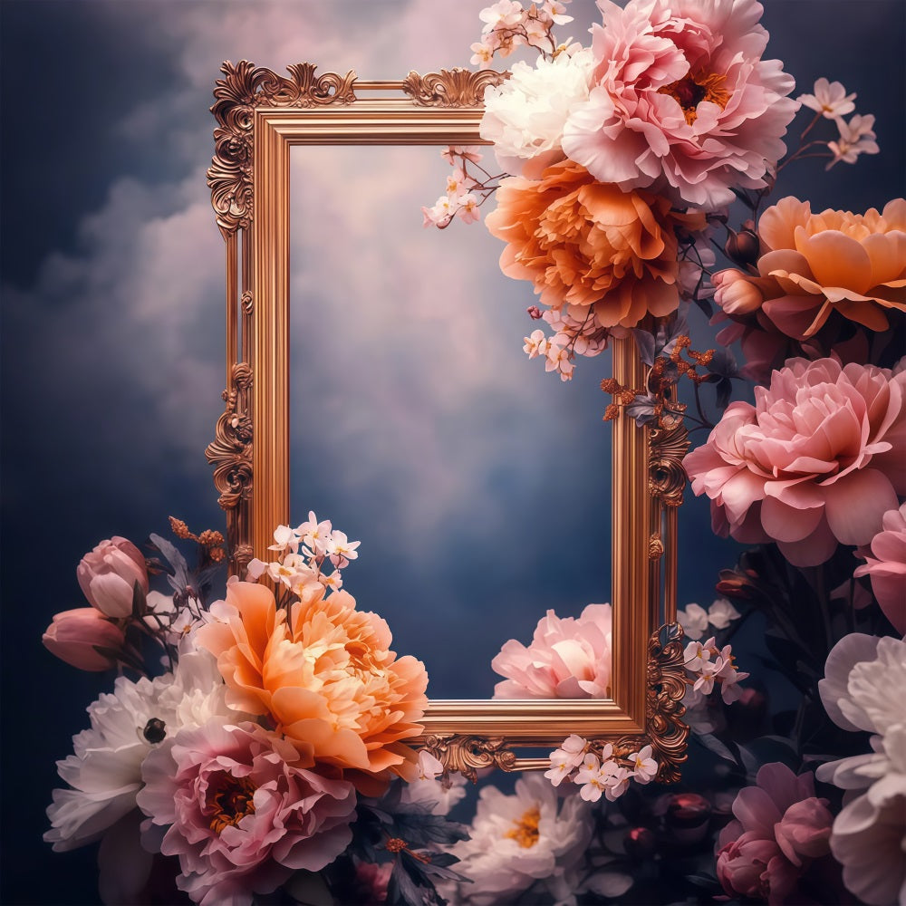 Backdrop For Mothers Day Baroque Floral Frame Backdrop UK LXX3-43