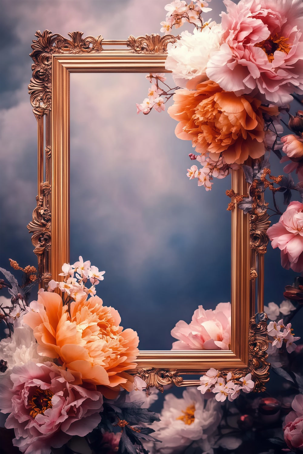 Backdrop For Mothers Day Baroque Floral Frame Backdrop UK LXX3-43