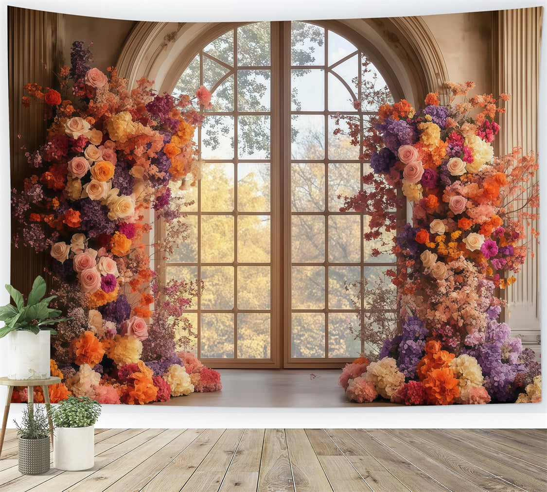 Backdrop Mothers Day Golden Hour Floral Window Backdrop UK LXX3-46