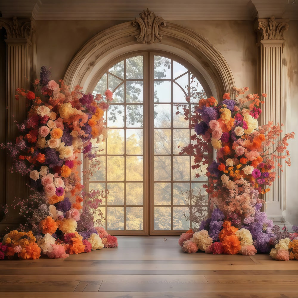 Backdrop Mothers Day Golden Hour Floral Window Backdrop UK LXX3-46