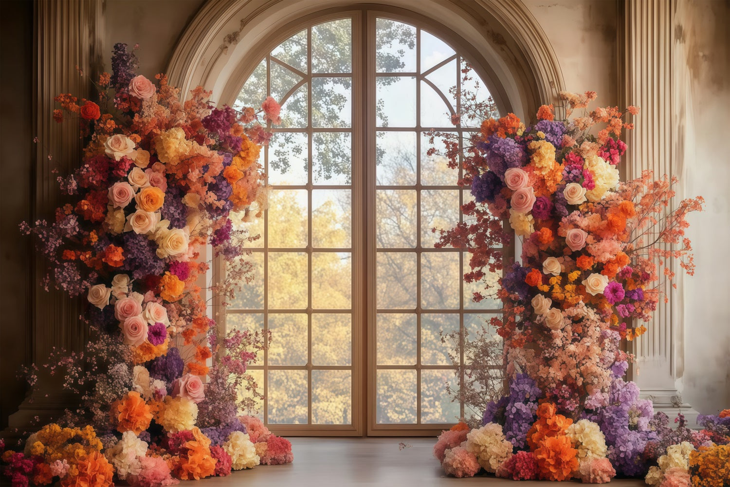 Backdrop Mothers Day Golden Hour Floral Window Backdrop UK LXX3-46