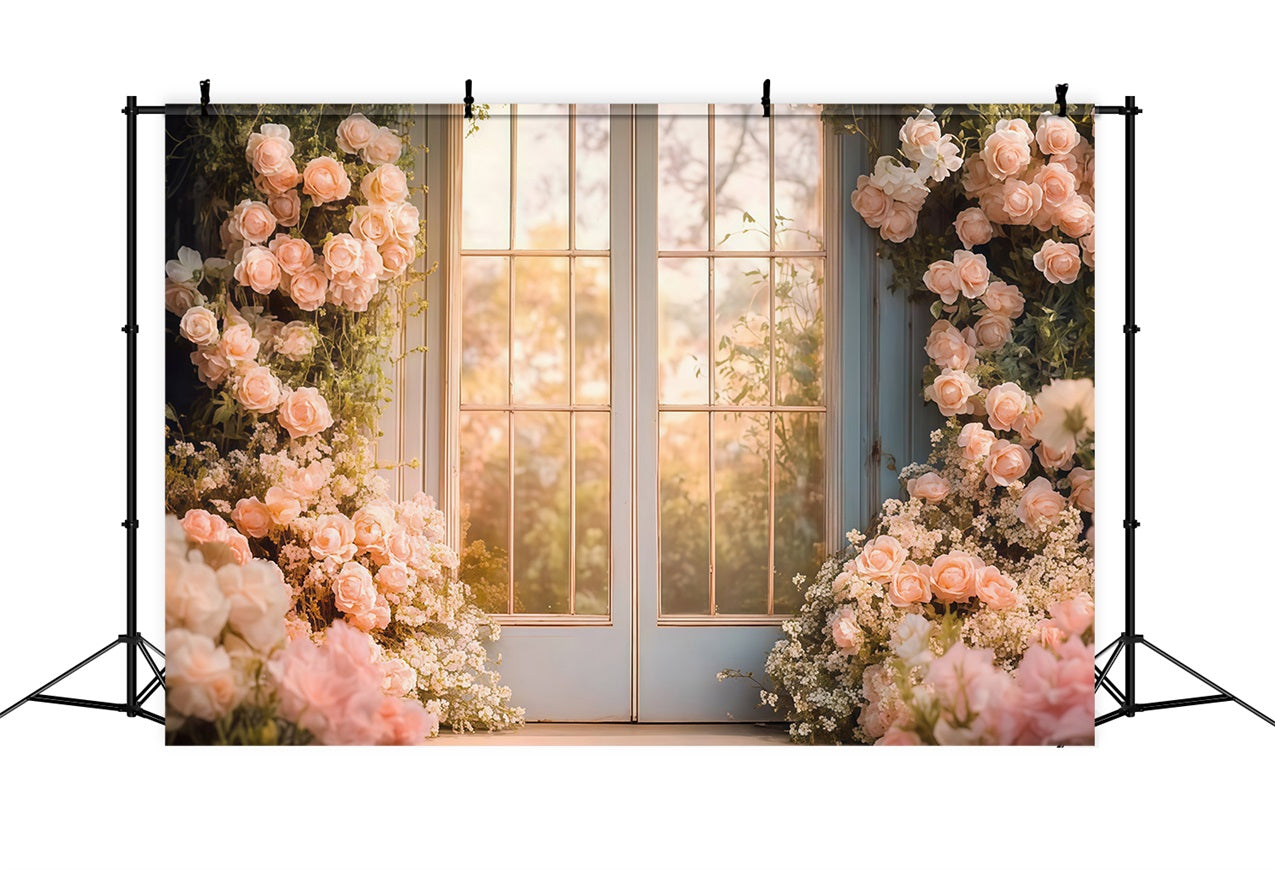 Backdrops For Mother's Day French Window Roses Backdrop UK LXX3-48