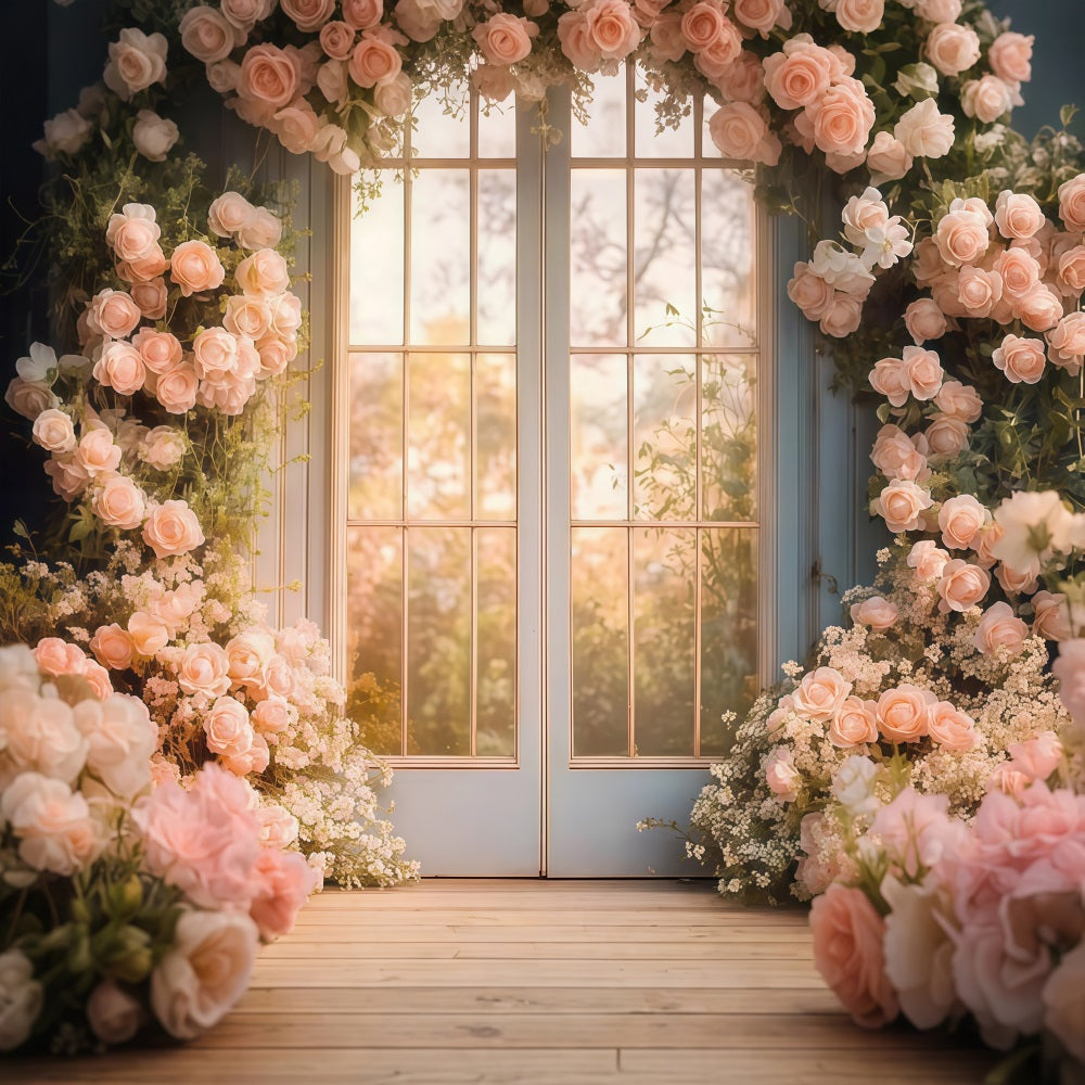 Backdrops For Mother's Day French Window Roses Backdrop UK LXX3-48
