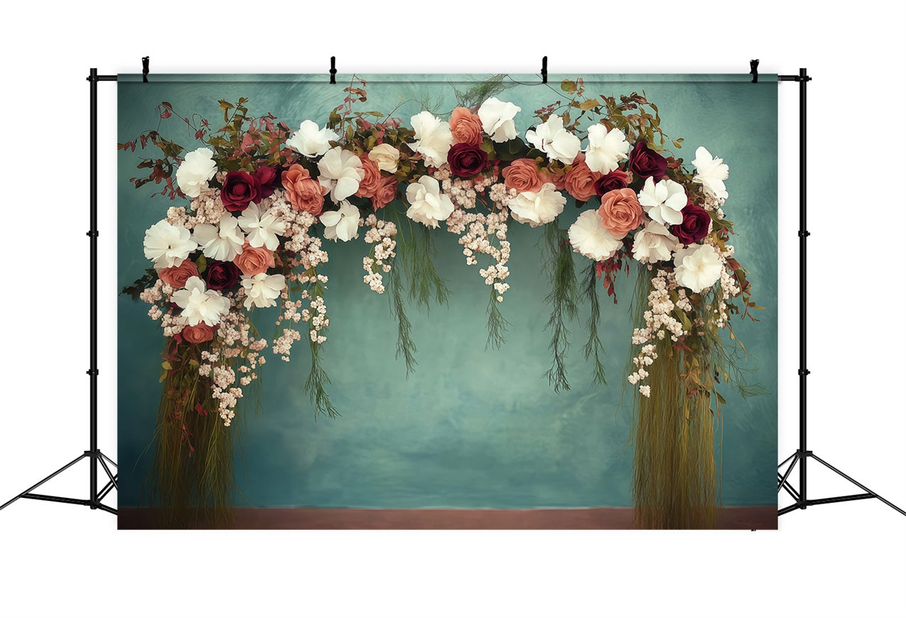 Mothers Day Photo Backdrop Ideas Floral Arch Teal Backdrop UK LXX3-49
