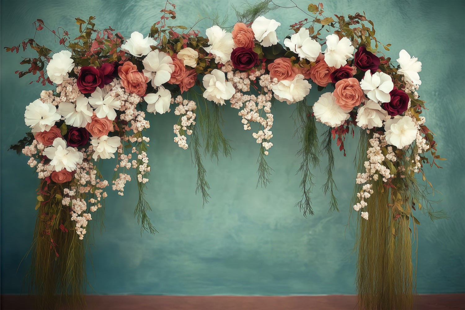 Mothers Day Photo Backdrop Ideas Floral Arch Teal Backdrop UK LXX3-49
