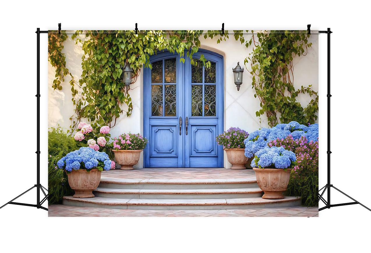 Backdrops For Mothers Day Blue Door Hydrangea Backdrop UK LXX3-51