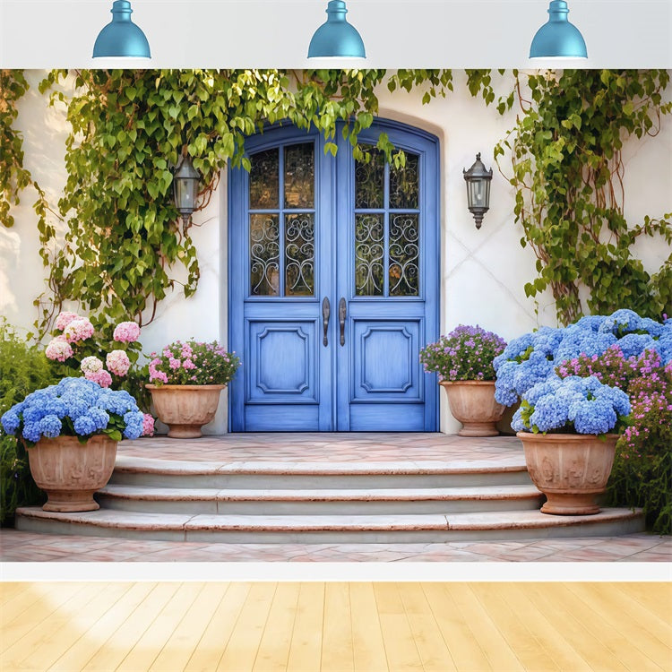 Backdrops For Mothers Day Blue Door Hydrangea Backdrop UK LXX3-51