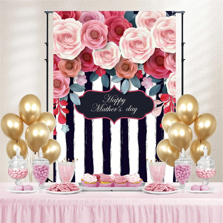 Mother's Day Backdrop Timeless Striped Floral Custom Backdrop UK LXX3-83