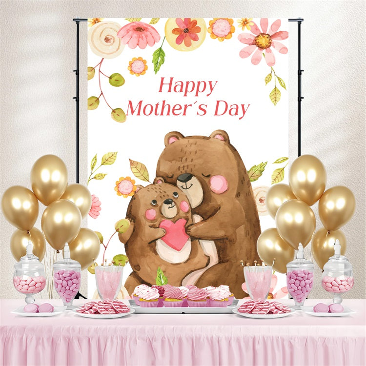 Mothers Day Backdrop Ideas Bear Hug Watercolor Customized Backdrop UK LXX3-86