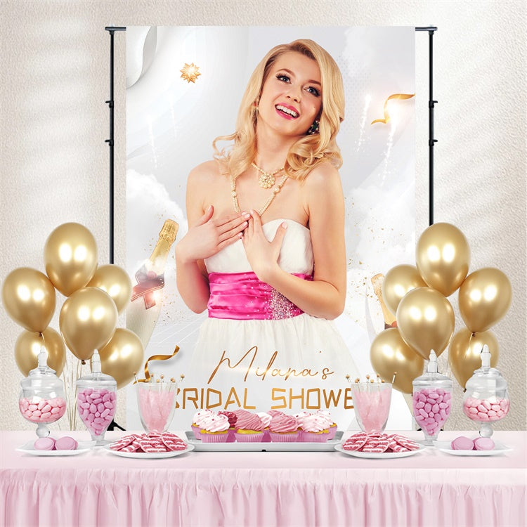 Bridal Shower Photo Backdrop Elegant Champagne Customized Backdrop UK LXX4-124