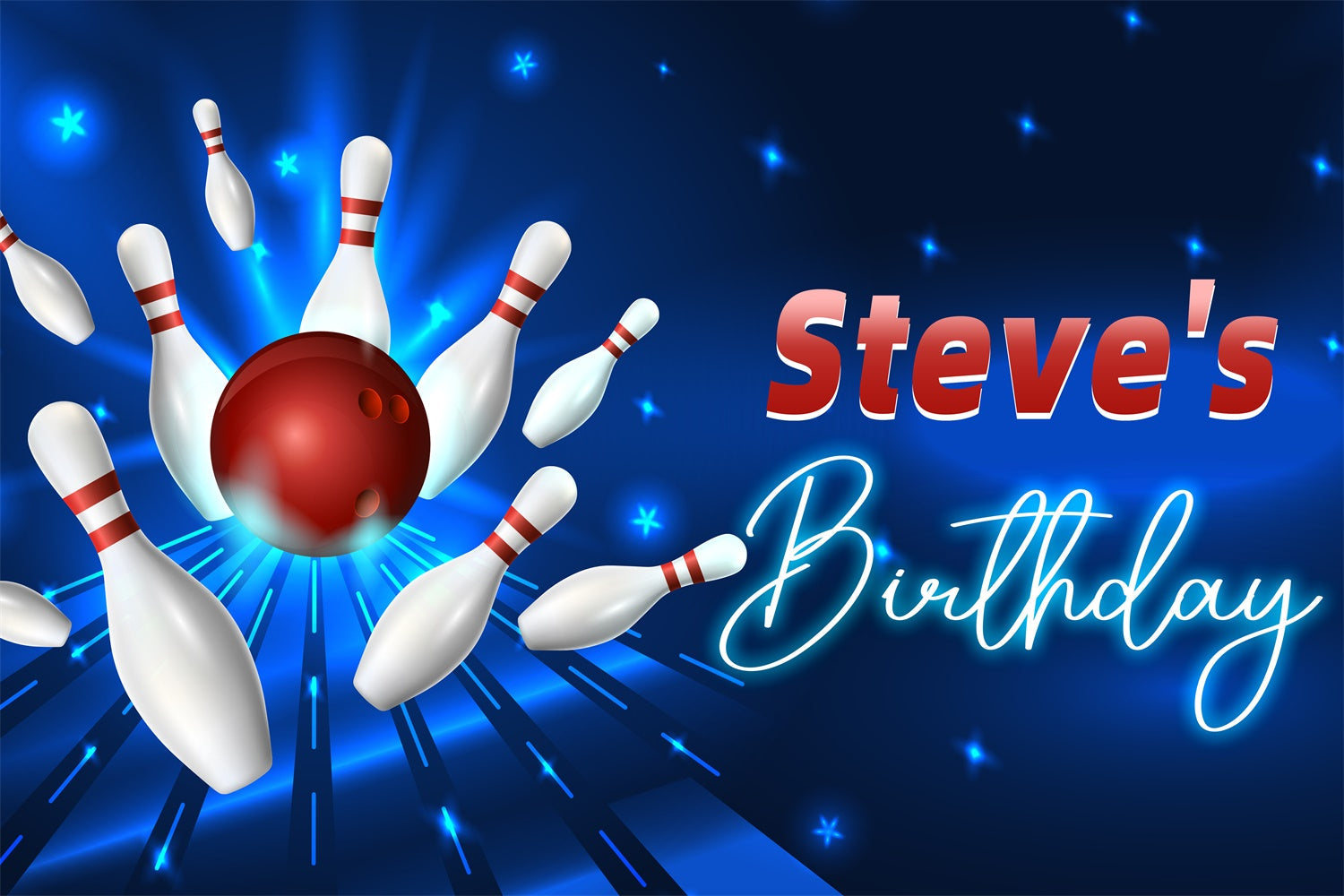 Personalized Backdrop For Birthday Glowing Bowling Pins Backdrop UK LXX4-13