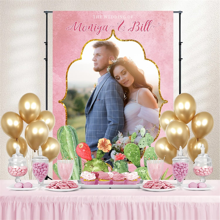 Custom Backdrop For Wedding Cactus Garden Love Backdrop UK LXX4-132
