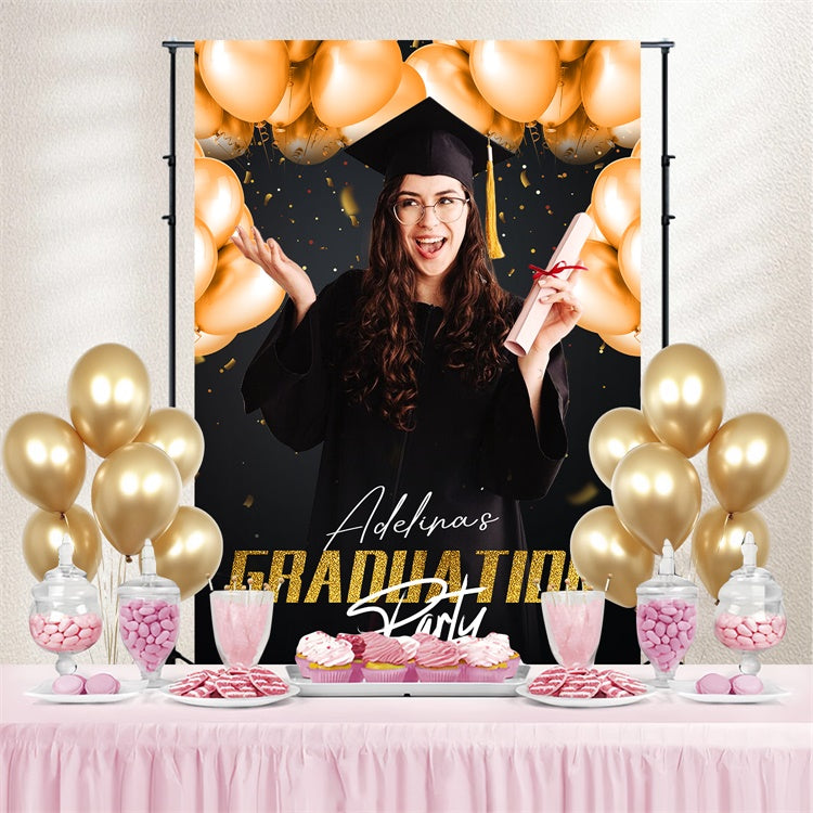 2025 Graduation Backdrop Golden Balloon Custom Graduation Party Backdrop UK LXX4-144