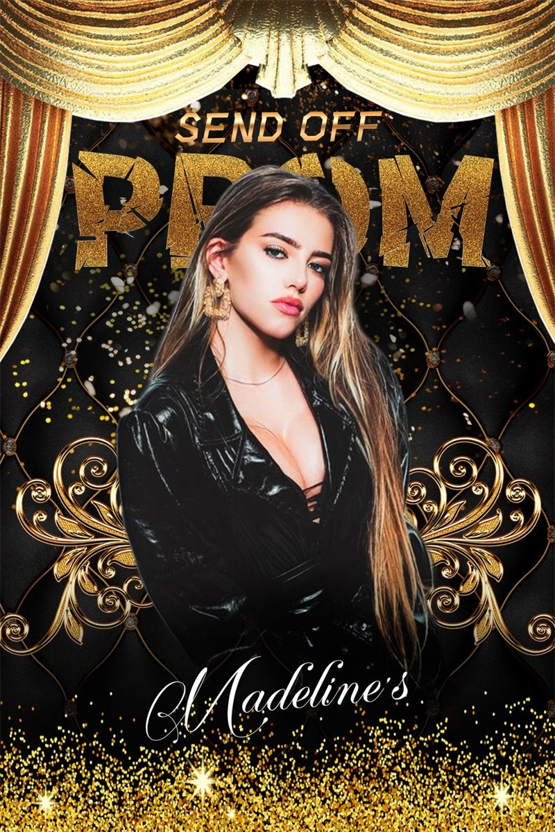 Prom Backdrops Golden Curtain Glam Graduation Party Backdrop UK LXX4-145