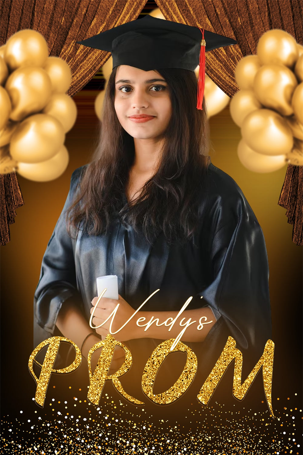 Prom 2025 Backdrop Luxe Gold Balloons Graduation Party Backdrop UK LXX4-146