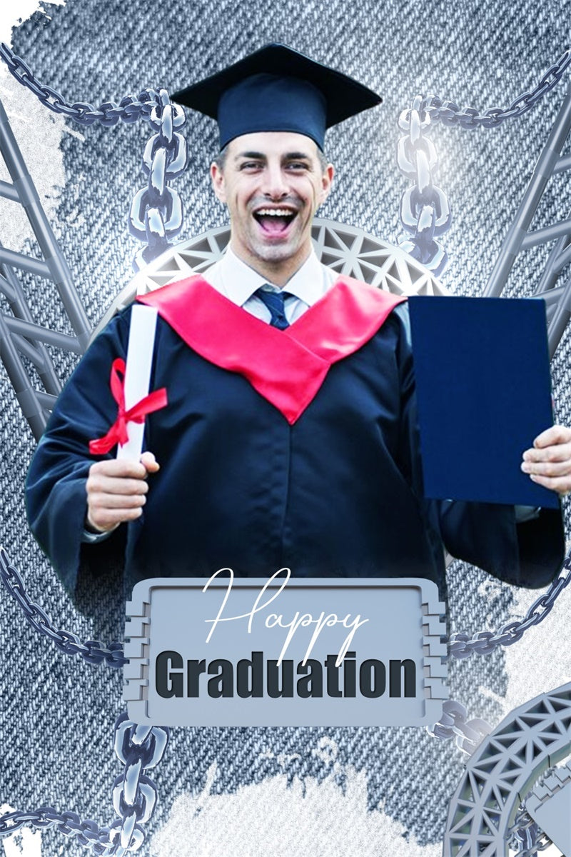 Graduated Backdrop Silver Chains Custom Graduation Party Backdrop UK LXX4-149