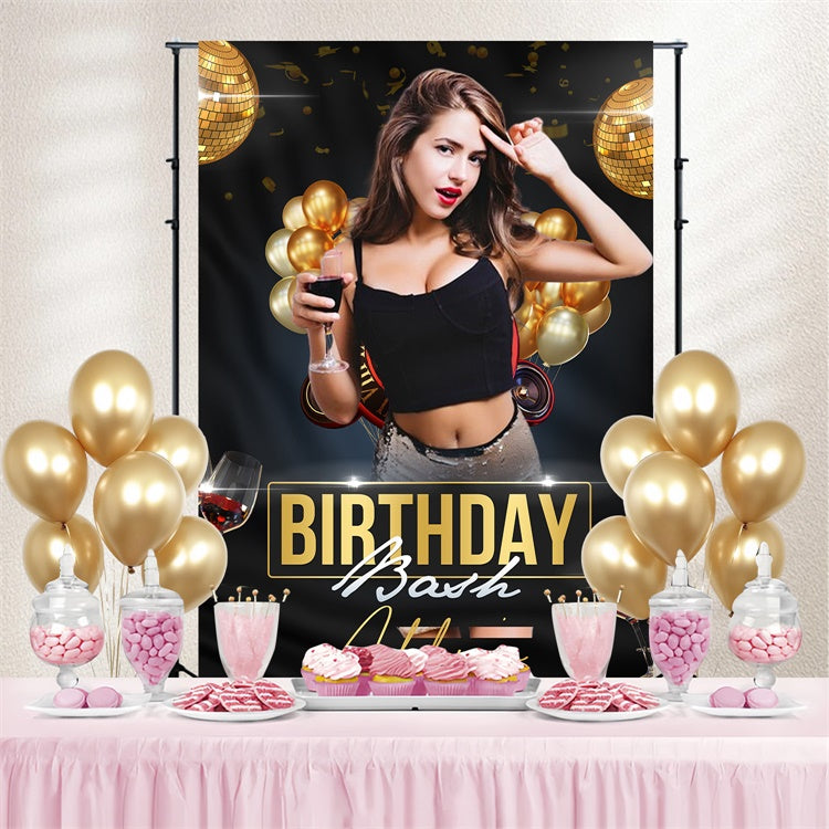 Custom Birthday Party Backdrop Champagne Glam Balloons Backdrop UK LXX4-15