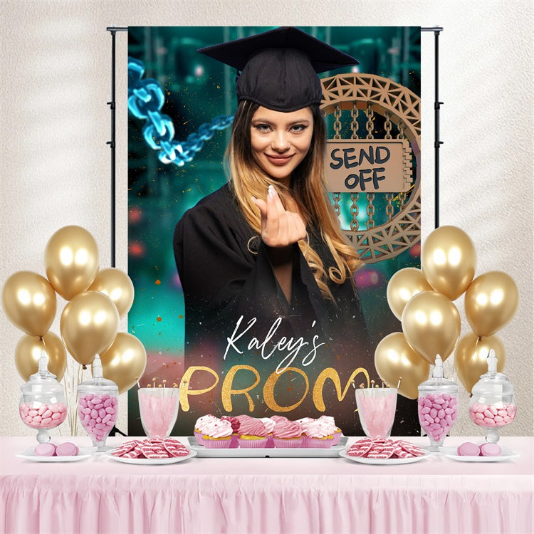 Prom 2025 Backdrop Green Sparkle Graduation Party Backdrop UK LXX4-150