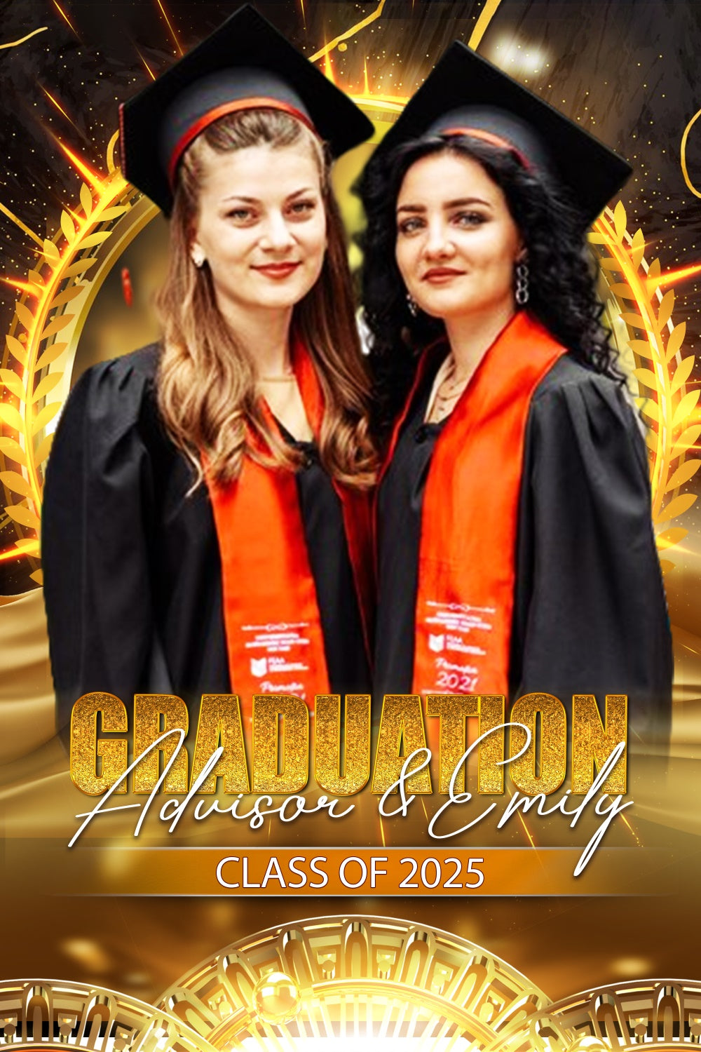 Custom Graduation Backdrops Elegant Golden Graduation Party Backdrop UK LXX4-155