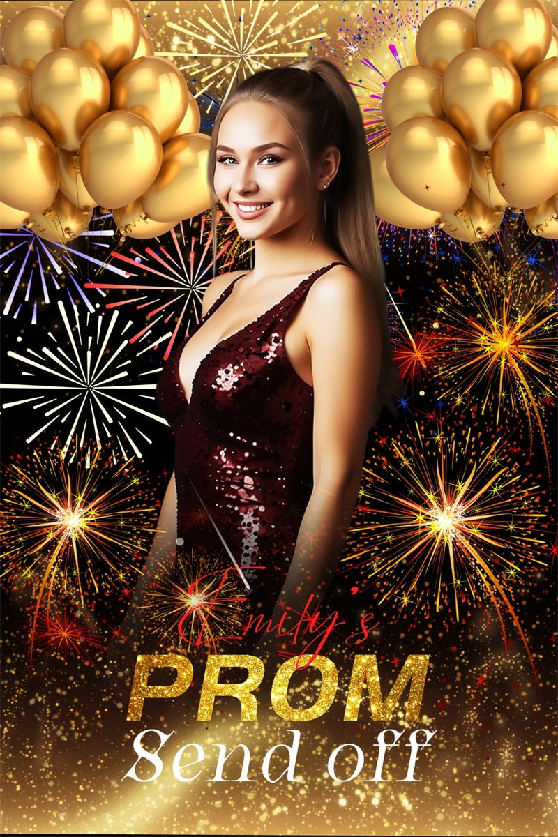 Prom Photo Backdrop Bright Fireworks Graduation Party Backdrop UK LXX4-160