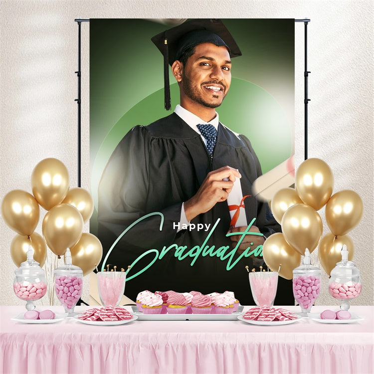 Personalized Graduation Backdrop Fresh Green Graduation Party Backdrop UK LXX4-167