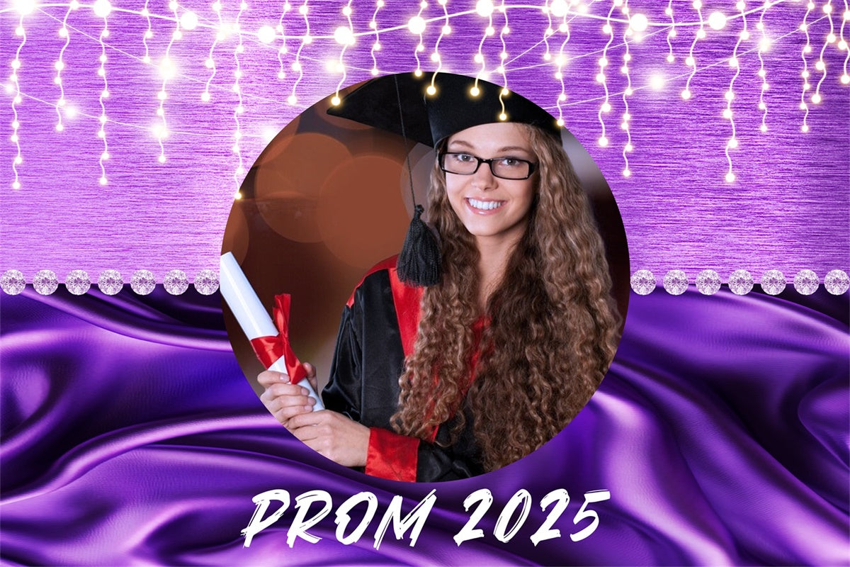 Prom Backdrop Sparkling Lights Purple Graduation Party Backdrop UK LXX4-168