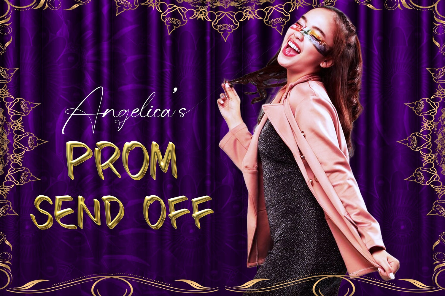 Prom Backdrop Ideas Royal Purple Gold Graduation Party Backdrop UK LXX4-169