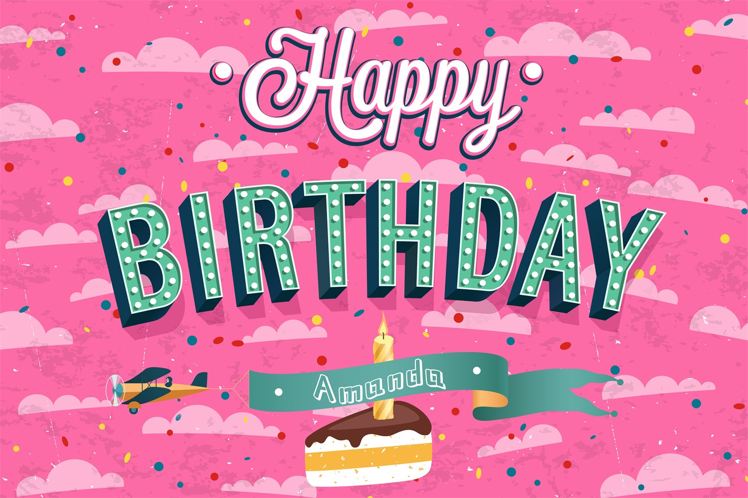 Customize Backdrop For Birthday Cartoon Pink Sky Cake Backdrop UK LXX4-17
