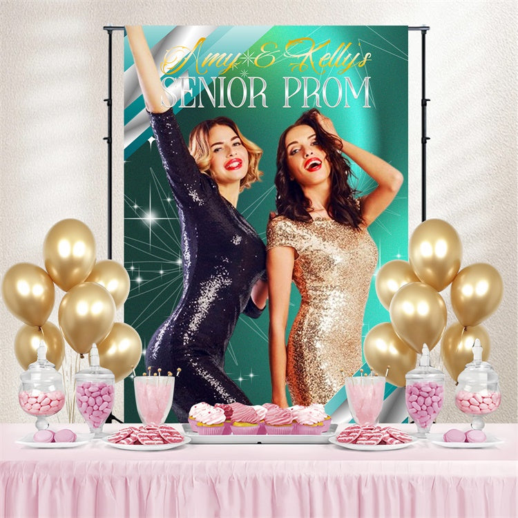 Prom Photo Backdrop Glamorous Green Graduation Party Backdrop UK LXX4-174