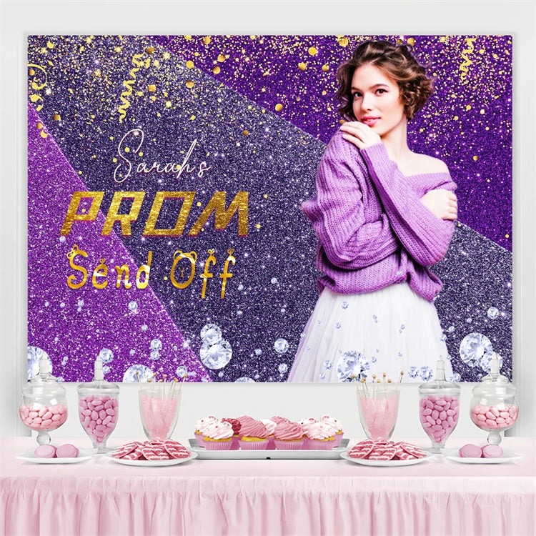 Prom Backdrops Dreamy Purple Glitter Graduation Party Backdrop UK LXX4-175