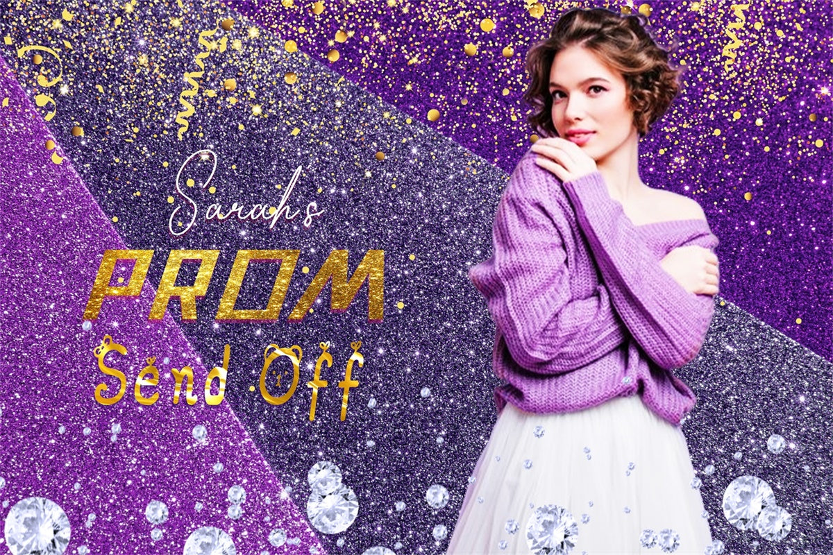 Prom Backdrops Dreamy Purple Glitter Graduation Party Backdrop UK LXX4-175