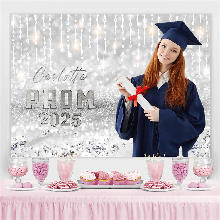 Prom Backdrop Sparkling Silver Lights Graduation Party Backdrop UK LXX4-178
