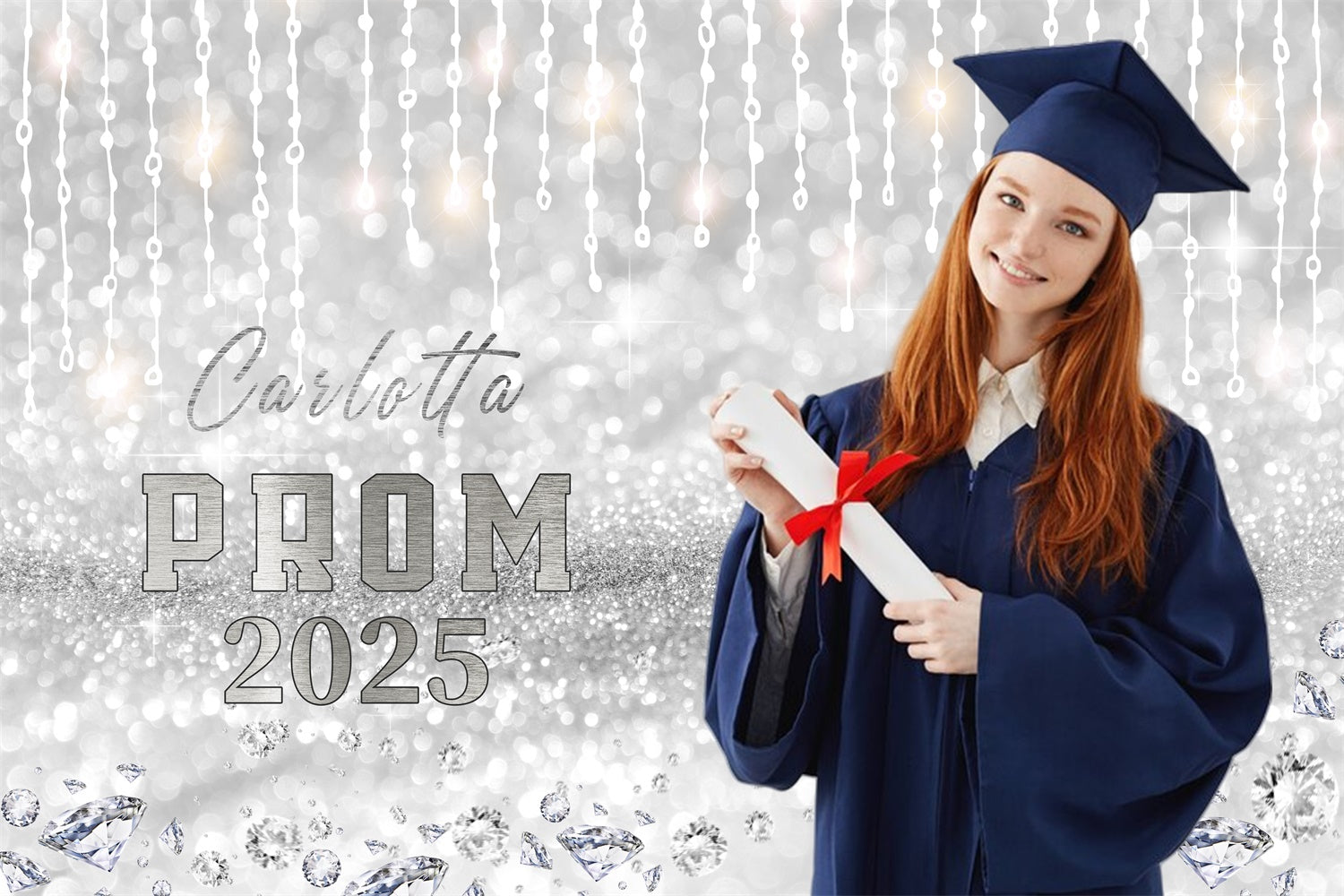 Prom Backdrop Sparkling Silver Lights Graduation Party Backdrop UK LXX4-178