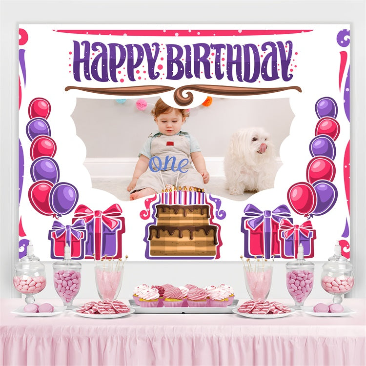 Personalized 1st Birthday Backdrop Cartoon Cake Gifts Backdrop UK LXX4-18