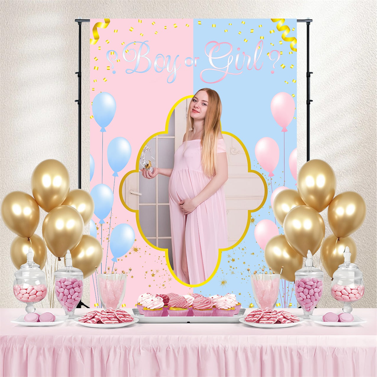 Baby Shower Backdrops Gender Reveal Sparkle Balloon Customized Backdrop UK LXX4-183