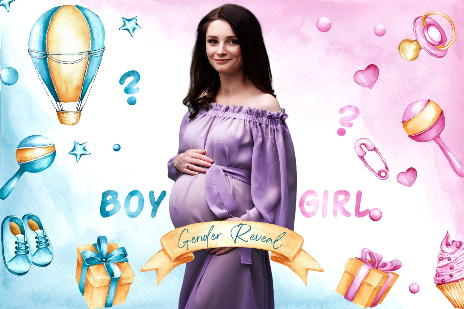 Backdrop For Baby Shower Boy Or Girl Balloon Personalized Backdrop UK LXX4-194