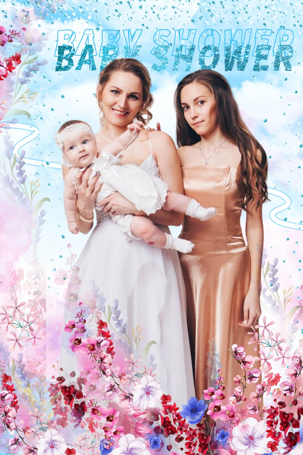 Baby Shower Girl Backdrop Watercolor Floral Baby Girl Custom Backdrop UK LXX4-207