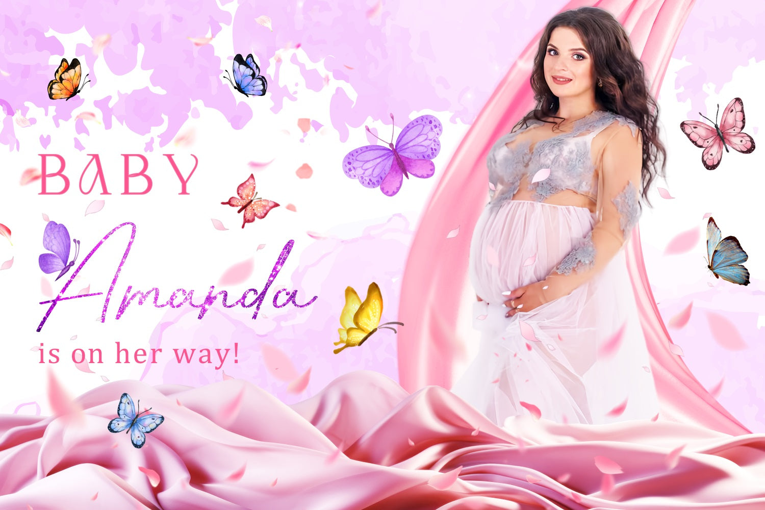 Girl Baby Shower Backdrop Butterfly Garden Arrival Personalized Backdrop UK LXX4-208