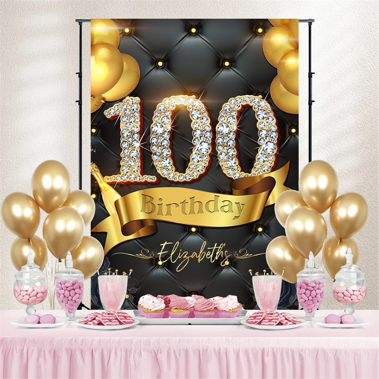Custom Birthday Backdrops Sparkling Diamond 100th Party Backdrop UK LXX4-21