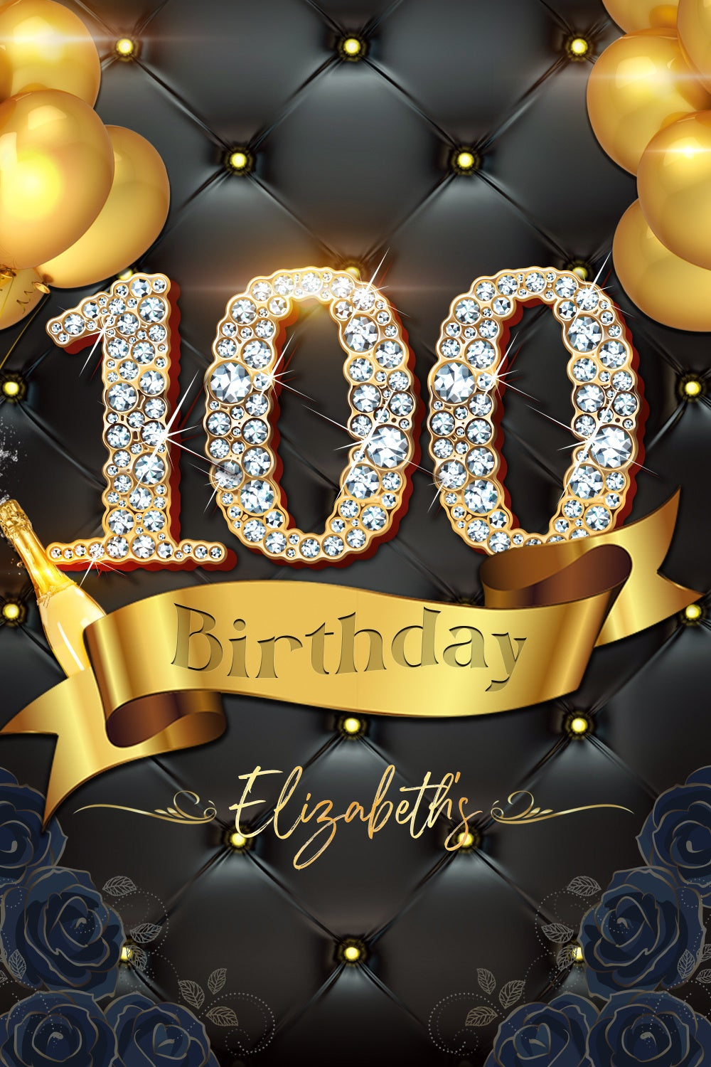 Custom Birthday Backdrops Sparkling Diamond 100th Party Backdrop UK LXX4-21