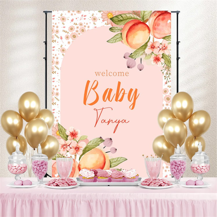 Baby Shower Backdrop Ideas Peach Floral Custom Backdrop UK LXX4-215