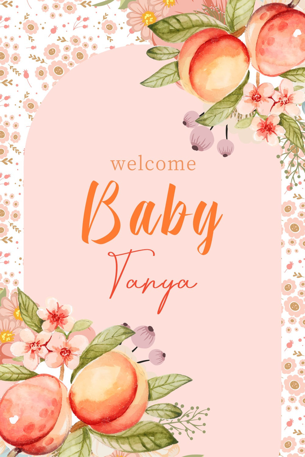 Baby Shower Backdrop Ideas Peach Floral Custom Backdrop UK LXX4-215