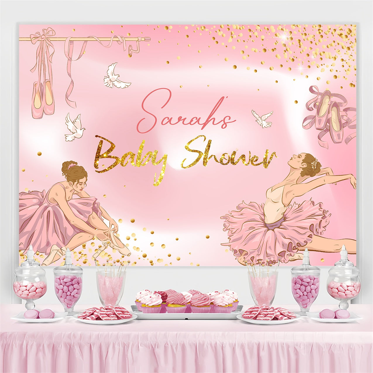 Backdrops For Baby Shower Girl Sparkling Ballerina Custom Backdrop UK LXX4-218