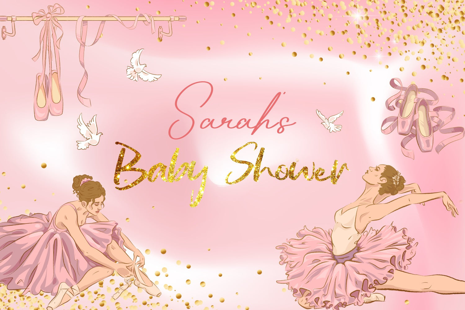 Backdrops For Baby Shower Girl Sparkling Ballerina Custom Backdrop UK LXX4-218