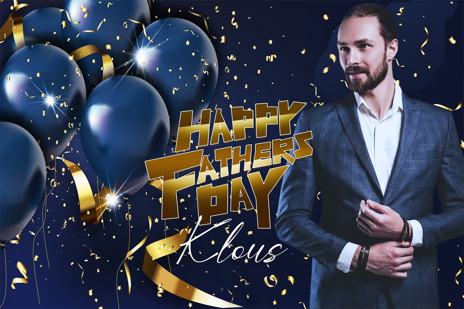 Happy Father's Day Backdrop Blue Balloon Confetti Custom Backdrop UK LXX4-61