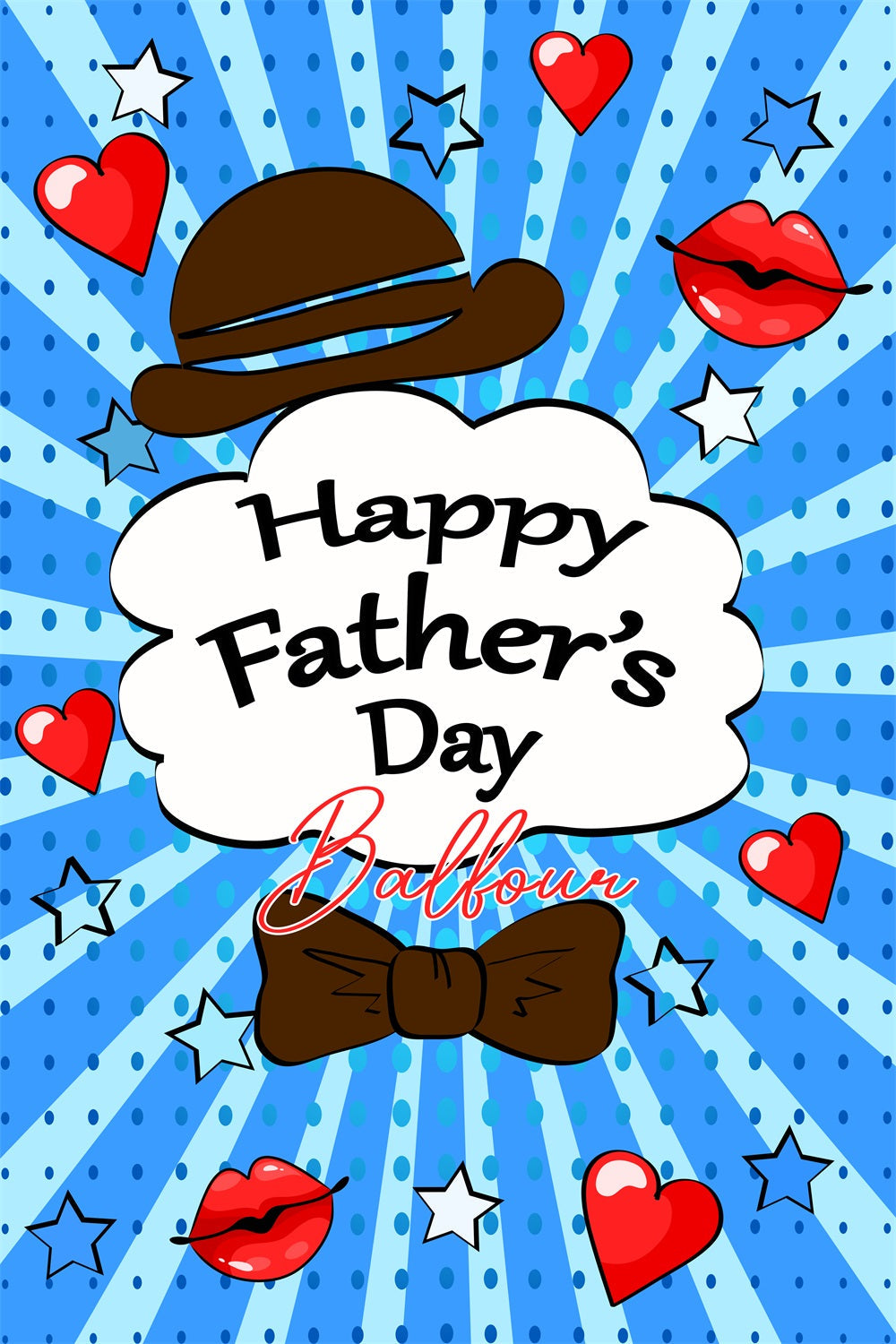 Backdrop For Father's Day Red Lips Hearts Stars Personalized Backdrop UK LXX4-66