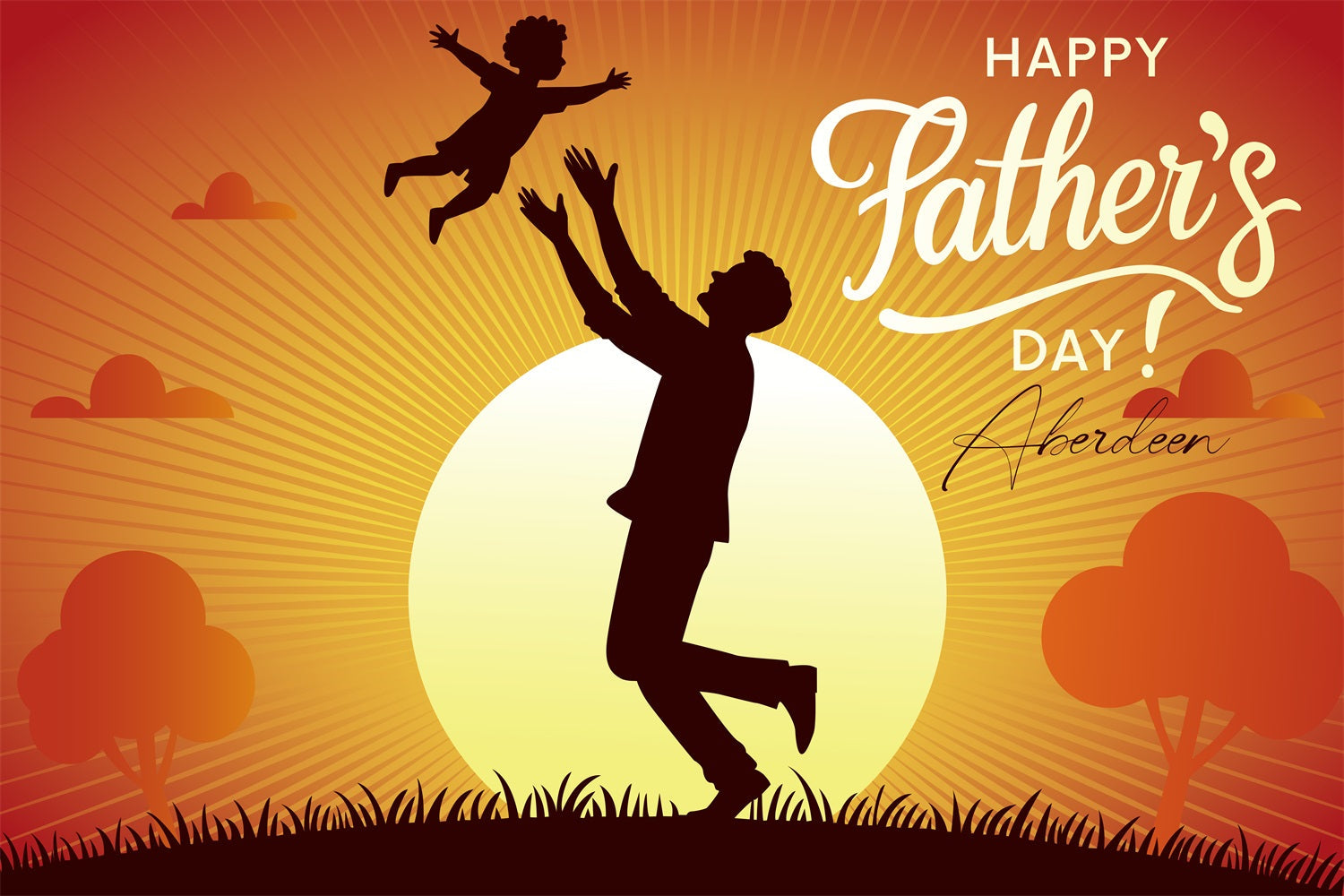 Father's Day Backdrop Sunset Silhouette Personalized Backdrop UK LXX4-73