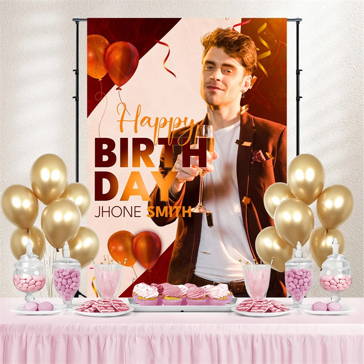 Customized Backdrop For Birthday Bold Red Party Vibes Backdrop UK LXX4-8