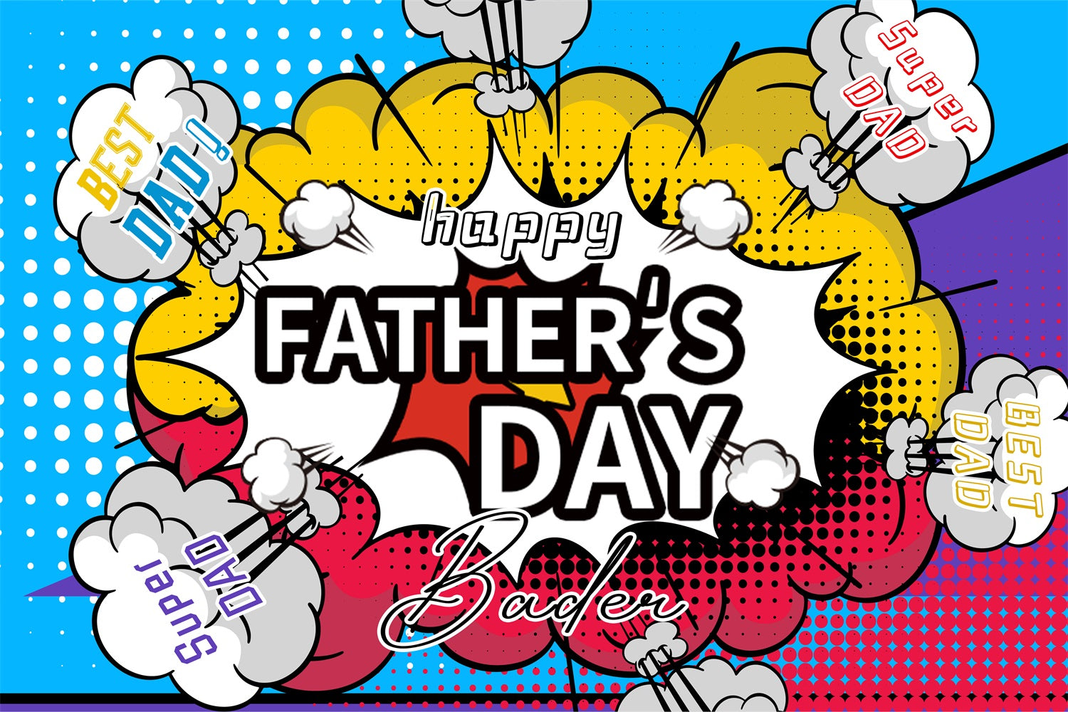 Father's Day Backdrops Cartoon Boom Text Custom Backdrop UK LXX4-80