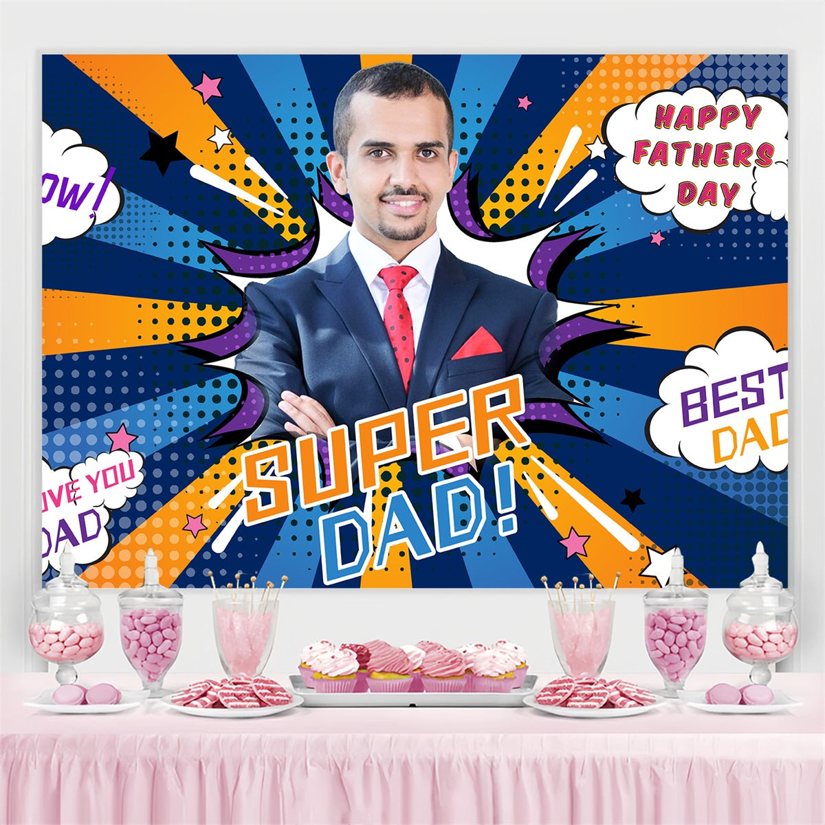 Father's Day Photo Backdrop Super Hero Explosion Personalized Backdrop UK LXX4-81